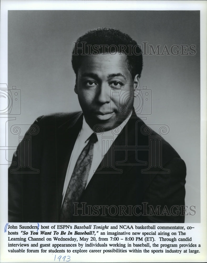 1993 Press Photo John Saunders, host of ESPN's "Baseball Tonight" - mjp29046 - Historic Images
