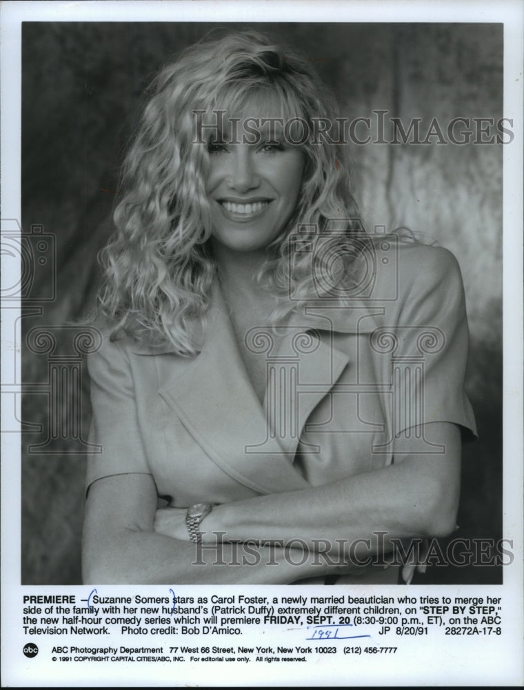 1991 Press Photo Suzanne Somers stars in "Step by Step" on ABC TV - mjp29421 - Historic Images