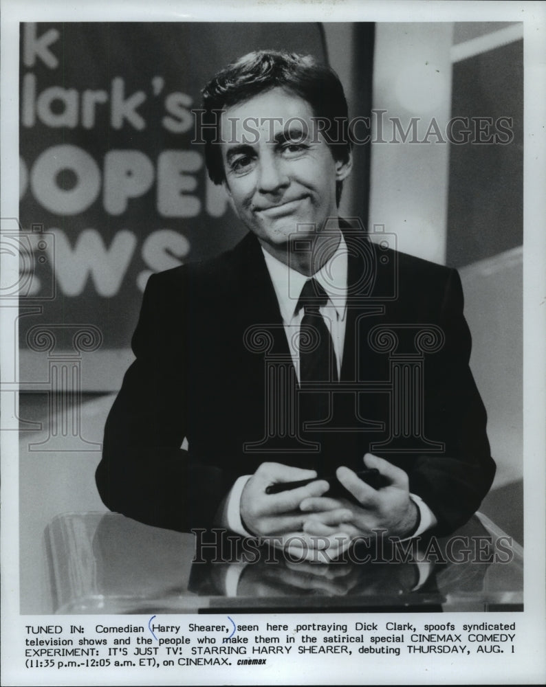 1988 Press Photo Actor Harry Shearer as Dick Clark on a Cinemax Comedy Special-Historic Images