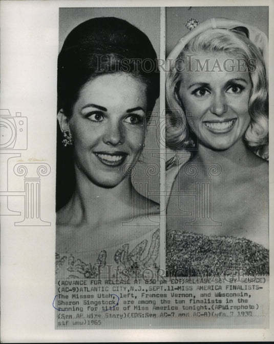 1965, Frances Vernon, Miss Utah, & Miss Wisconsin, Sharon Singstock - Historic Images