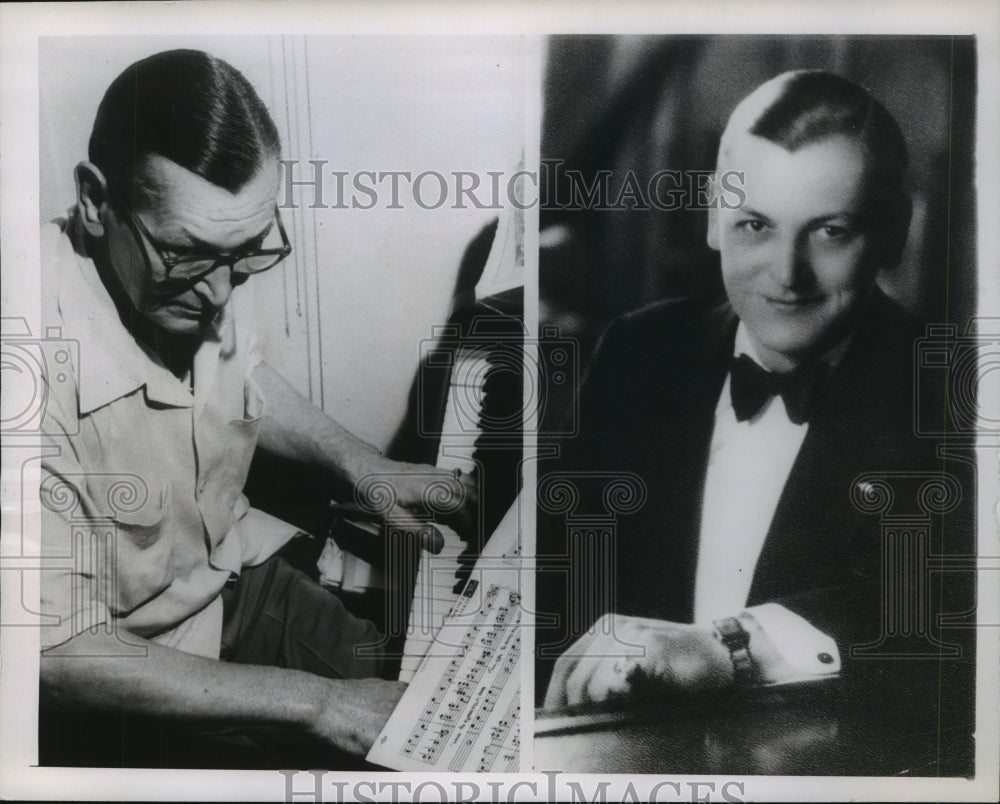 1955 Press Photo Composer Joe Sanders As He Is Today And As He Was In The 1920&#39;s - Historic Images