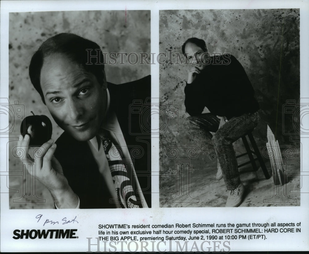 1990 Press Photo Comedian Robert Schimmel: Hard Core In The Big Apple - Historic Images