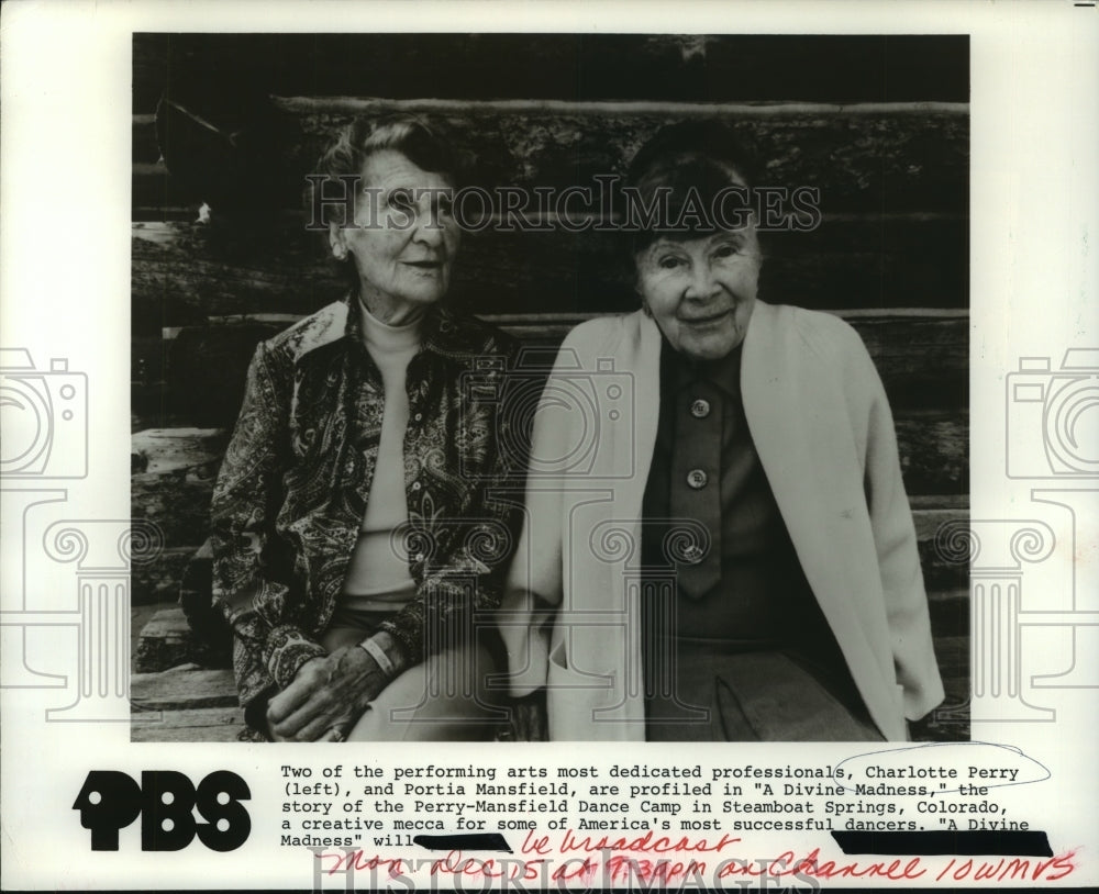 1980 Press Photo Charlotte Perry &amp; Portia Mansfield in &quot;A Divine Madness&quot;- Historic Images