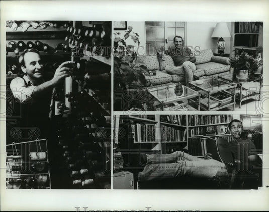 1983 Press Photo Actor James Sikking has an extensive wine selection at home-Historic Images