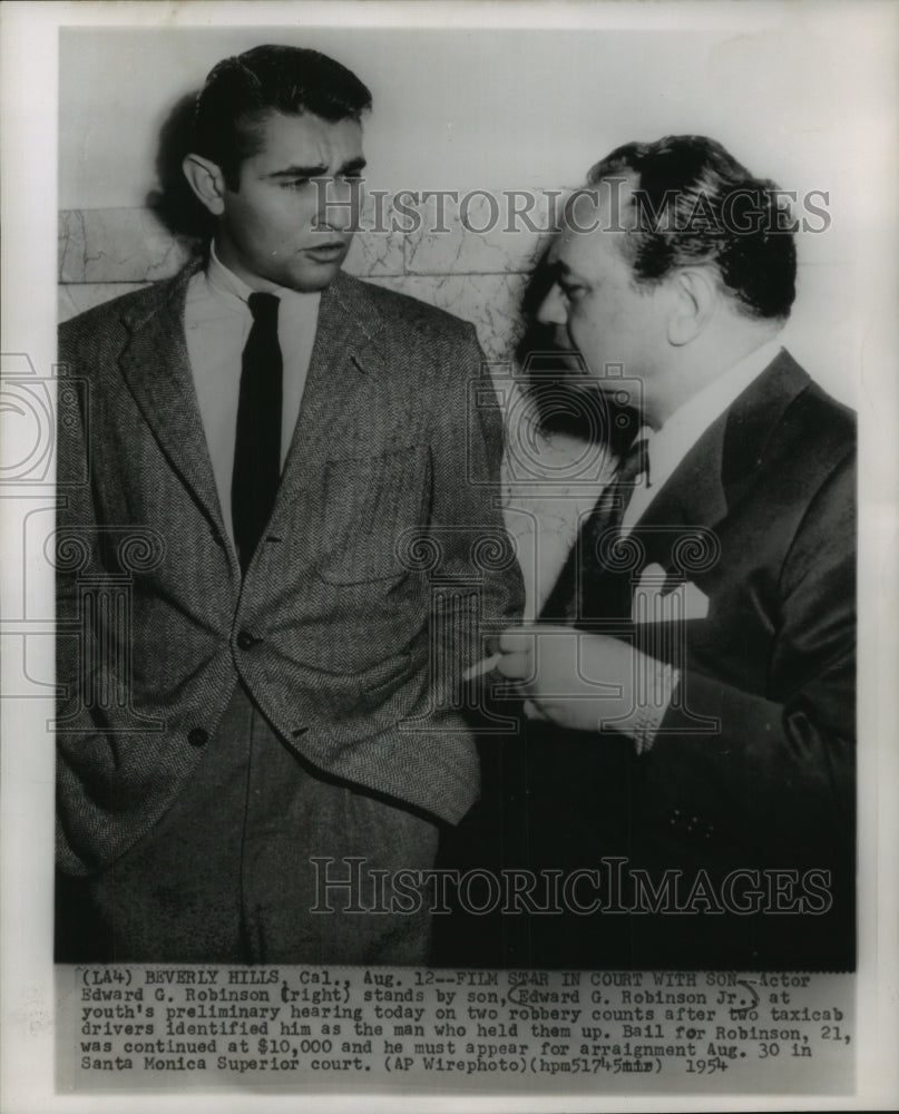 1954 Press Photo Beverly Hills, California- Edward G. Robinson with Edward Jr. - Historic Images