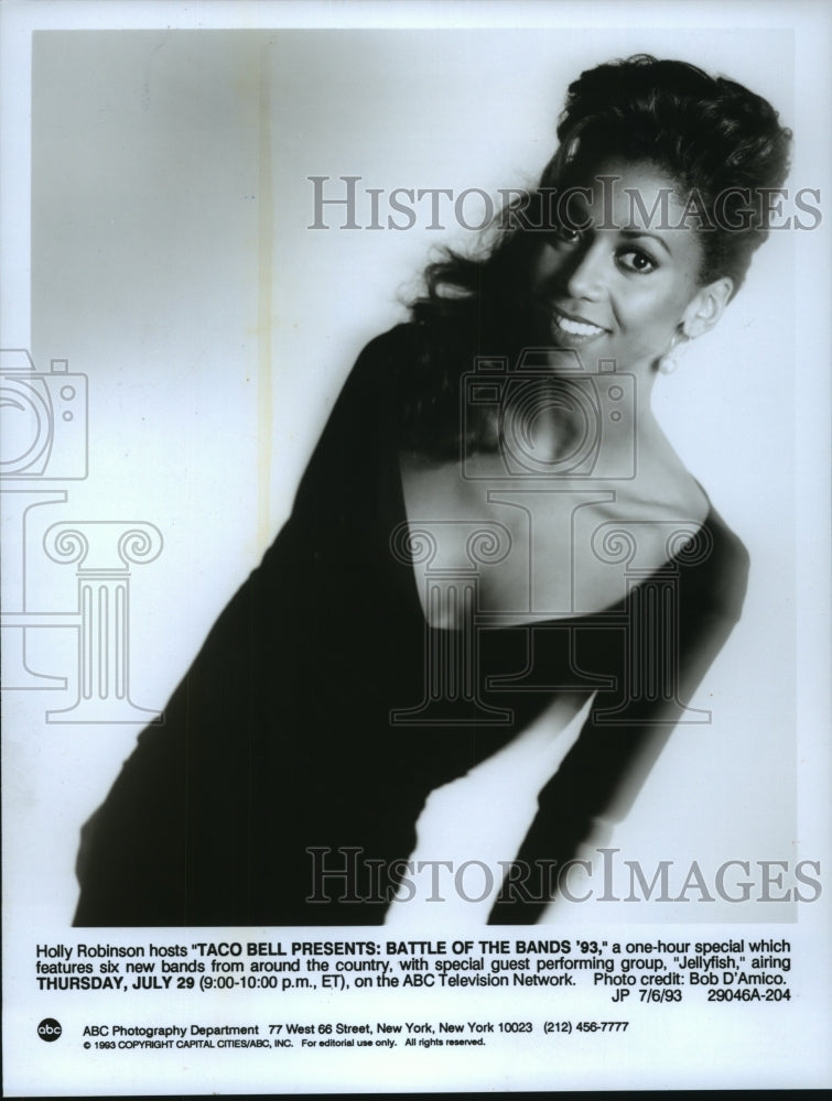 1993 Press Photo Holly Robinson host Taco Bell Presents: Battle Of The Bands &#39;93 - Historic Images