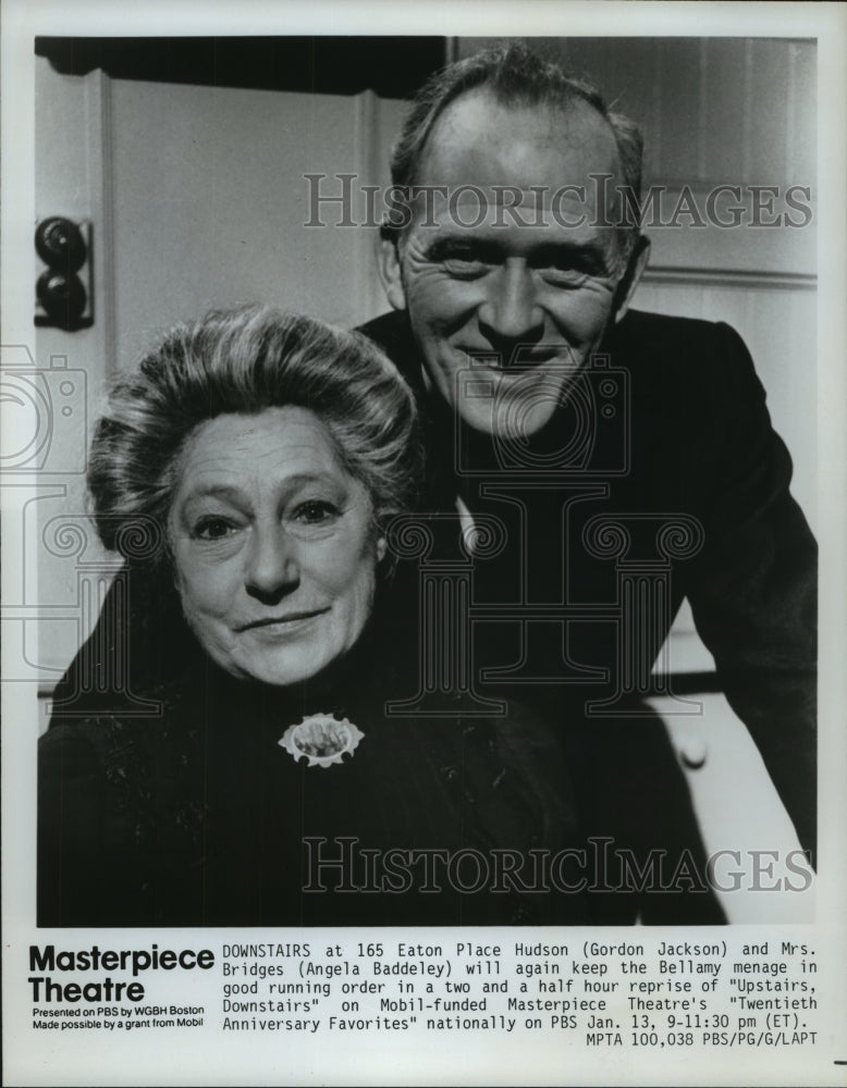 1991 Press Photo Gordon Jackson & Angela Baddeley on "Upstairs, Downstairs." - Historic Images