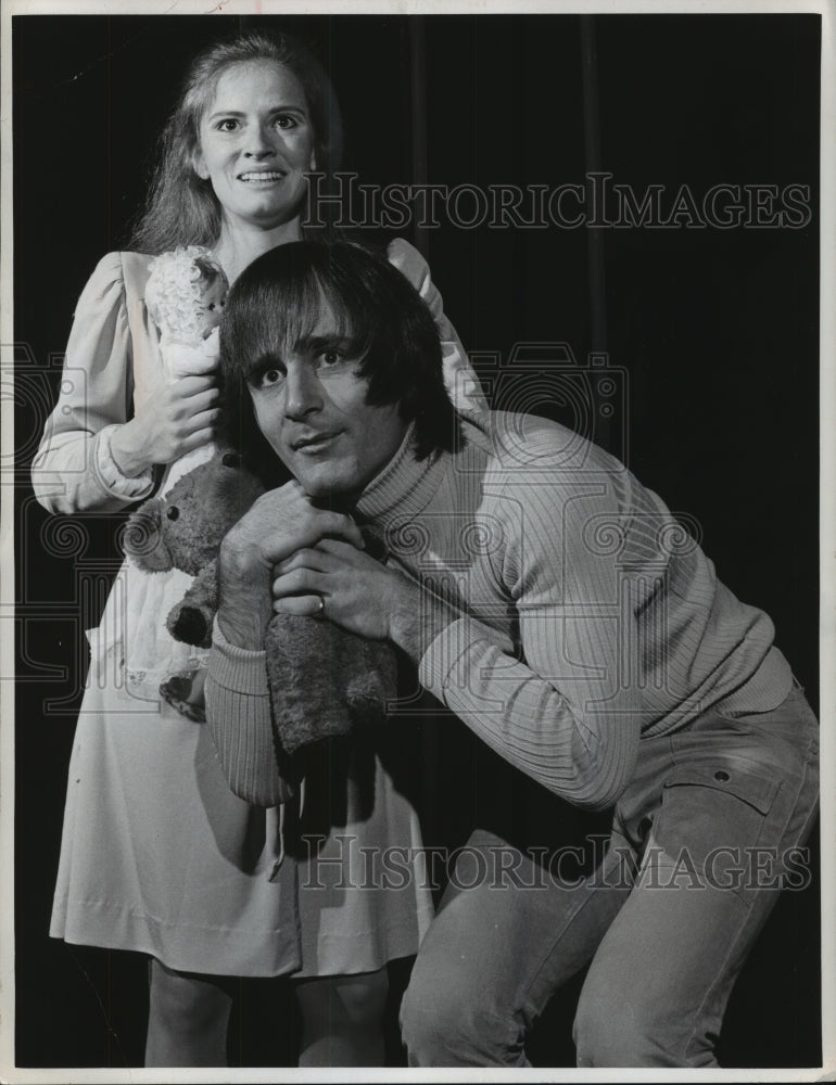 1975, Fredi Olster , Ric Hamilton rehearsing for theater, Milwaukee. - Historic Images