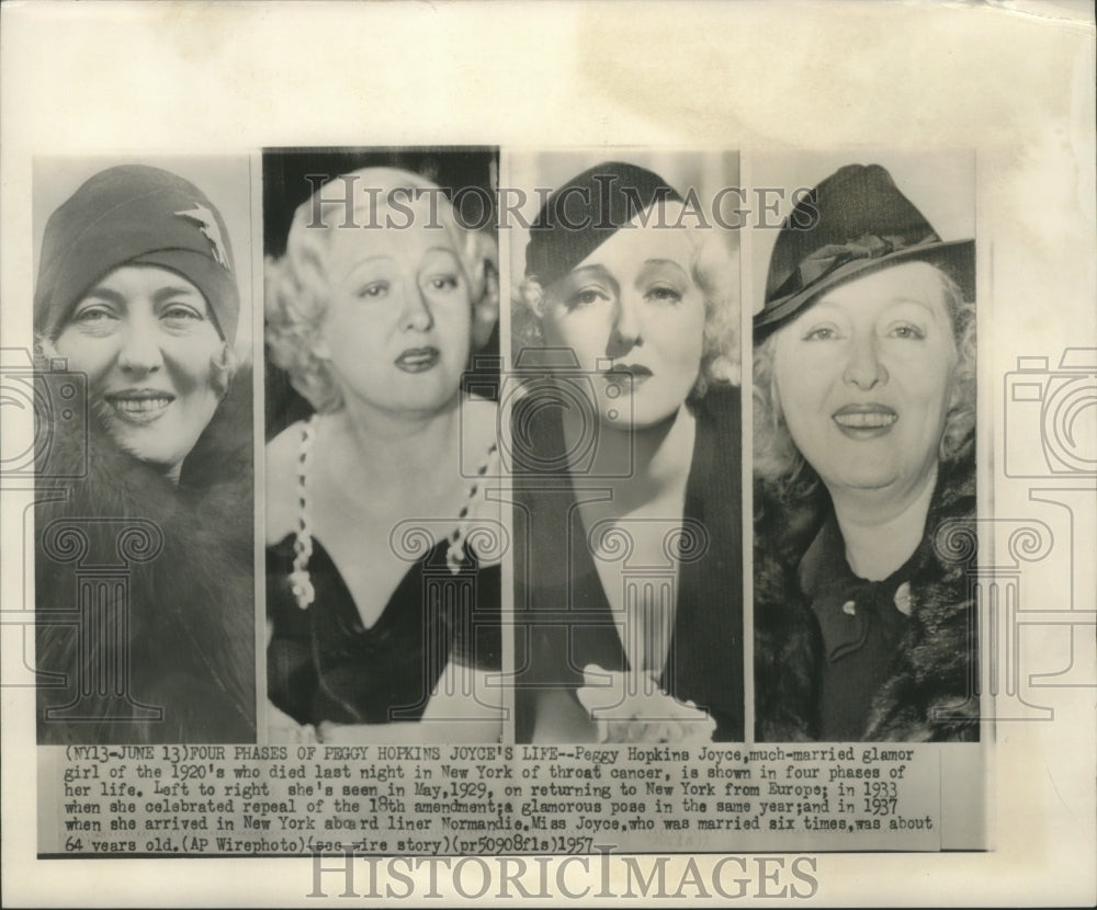 1957, Peggy Hopkins Joyce In Four Phases Of Her Life - Historic Images