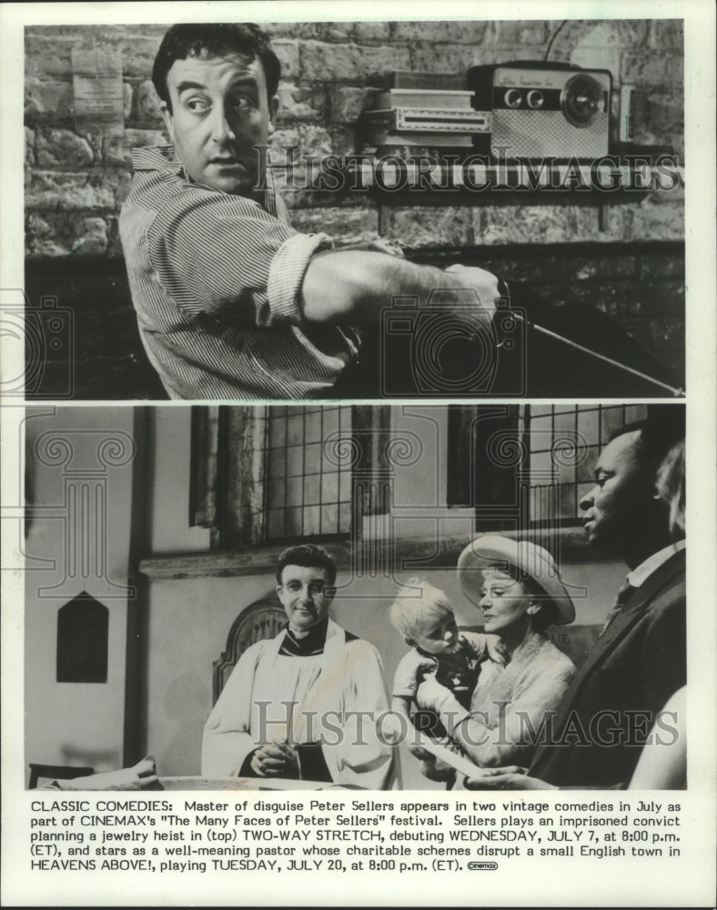 1983, Comedian Peter Sellers in &quot;Two-Way Stretch&quot; and &quot;Heaves Above!&quot; - Historic Images