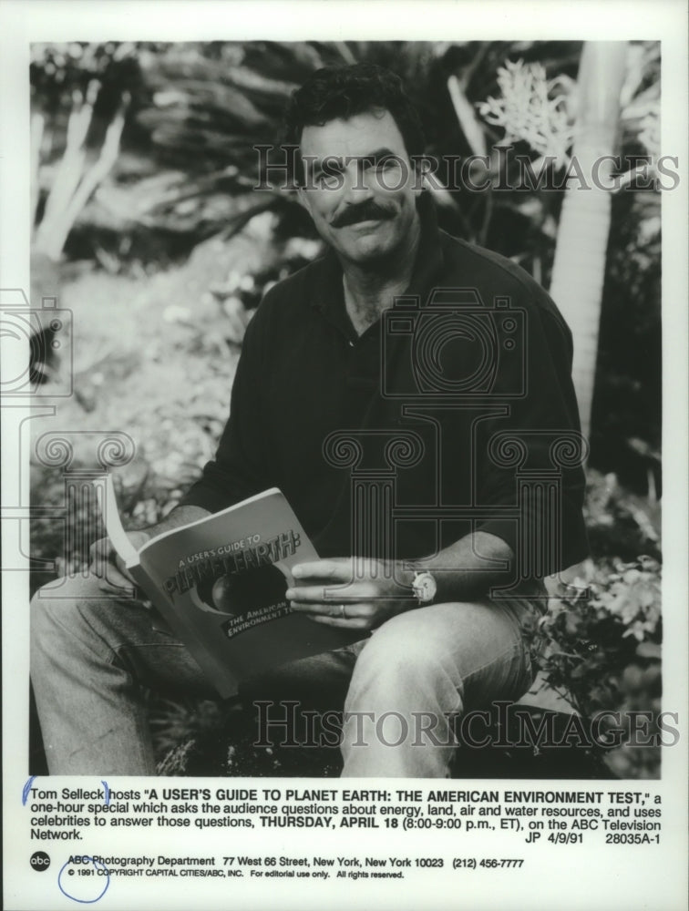 1991 Press Photo Tom Selleck hosts "A User's Guide to Planet Earth..." - Historic Images