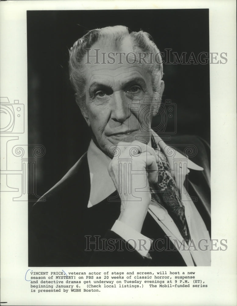 1980, Actor Vincent Leonard Price Jr., host of &quot;MYSTERY!&quot; on PBS - Historic Images