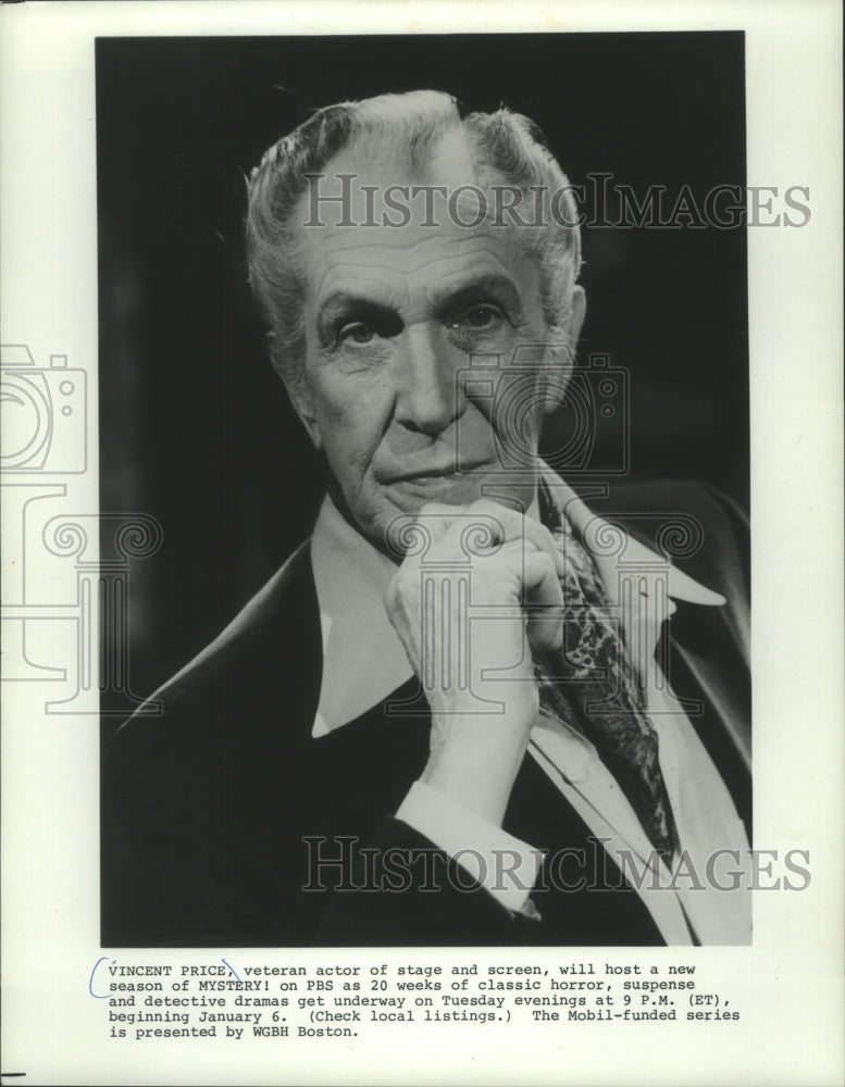 1980, Actor Vincent Leonard Price Jr., host of "MYSTERY!" on PBS - Historic Images