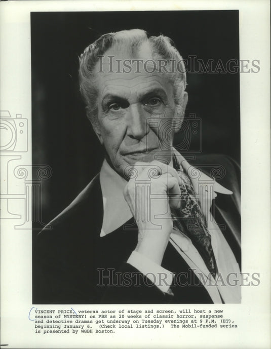 1980, Actor Vincent Leonard Price Jr., host of "MYSTERY!" on PBS - Historic Images