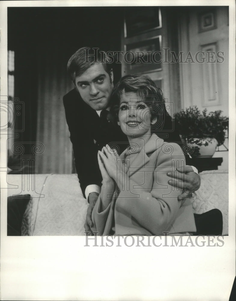1970, Stephen Collins & Barbara Rush in a scene from "Forty Carats" - Historic Images