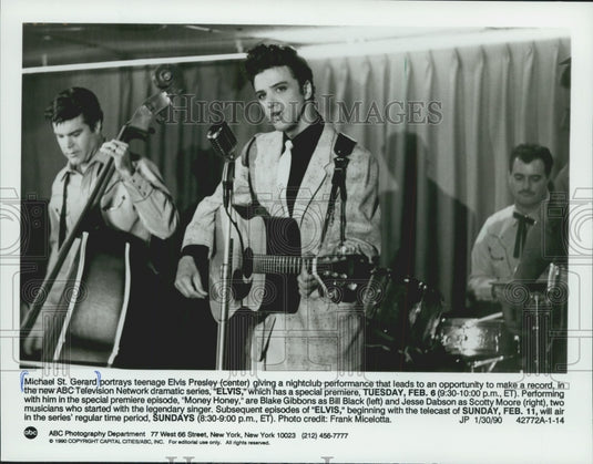 1990 Press Photo Michael St. Gerard as Elvis Presley on NBC's series - mjp31726 - Historic Images
