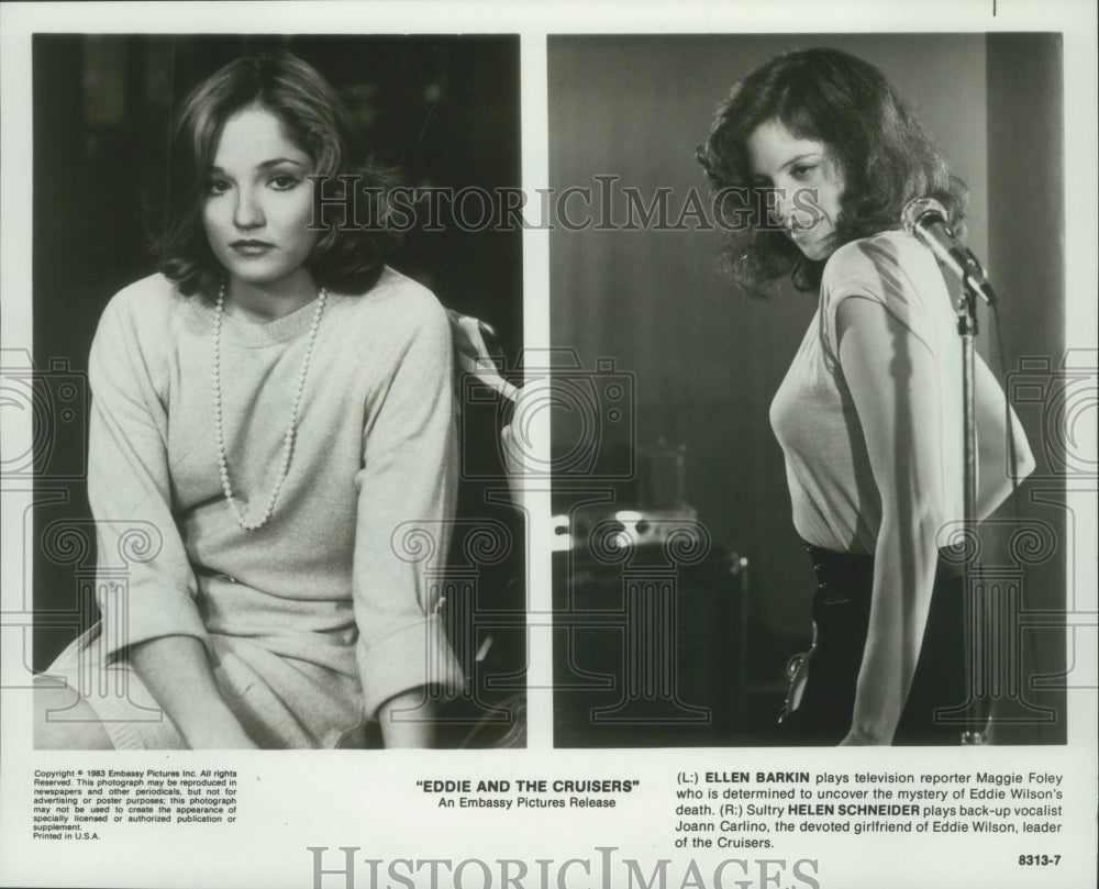 1983 Press Photo Ellen Barkin &amp; Helen Schneider star in &quot;Eddie and the Cruisers&quot;- Historic Images