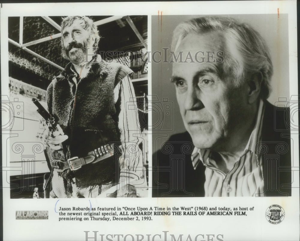 1993 Press Photo Jason Robards in All Aboard! Riding The Rails Of American Film - Historic Images