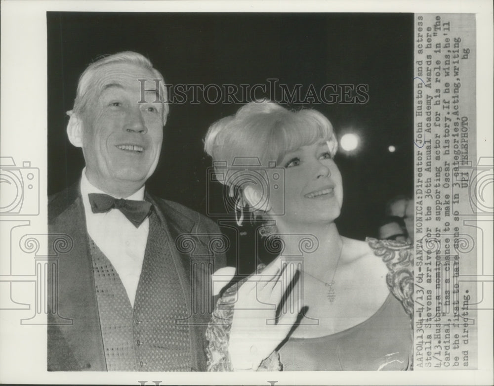 1964, John Huston, actress Stella Stevens arrive for Academy Awards - Historic Images