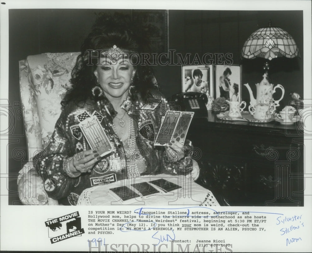 1991 Press Photo Jacqueline Stallone Hosts TMC&#39;s &#39;Mommie Weirdest&#39; Festival - Historic Images