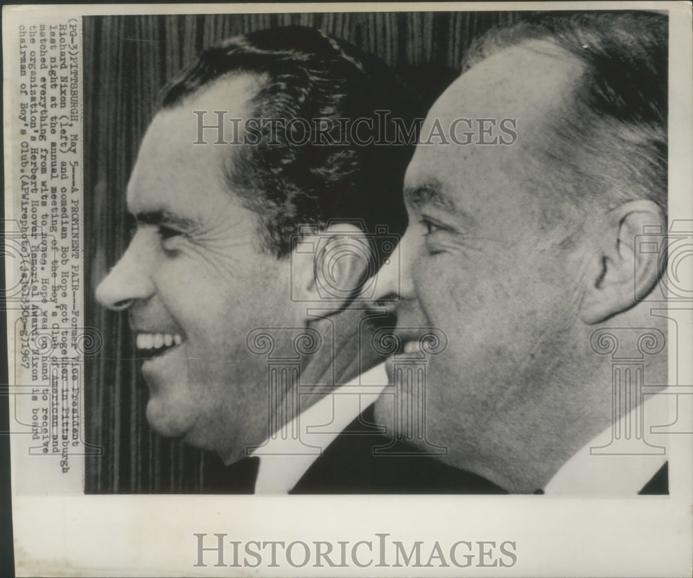 1967, Former Vice President Richard Nixon and Comedian Bob Hope - Historic Images