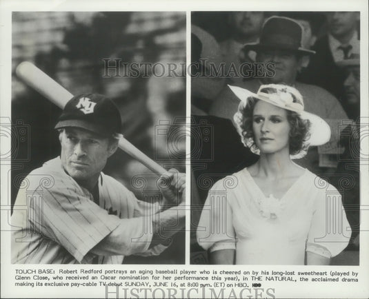 1988 Press Photo Robert Redford & Glenn Close in "The Natural" - mjp32027 - Historic Images