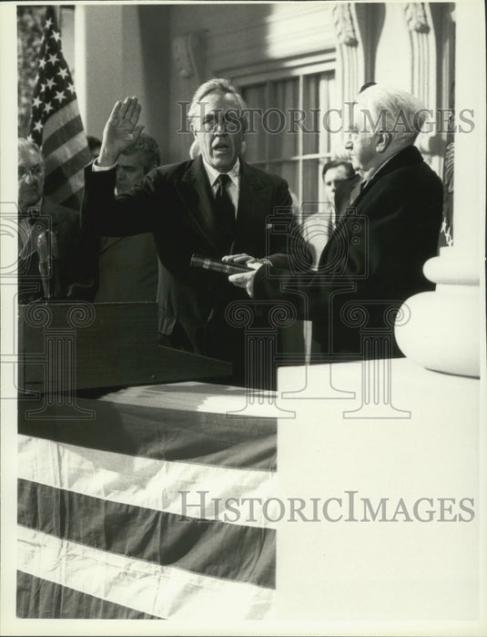 1980, Jason Robards and Walter Pucknell act in "F.D.R. The Last Year" - Historic Images