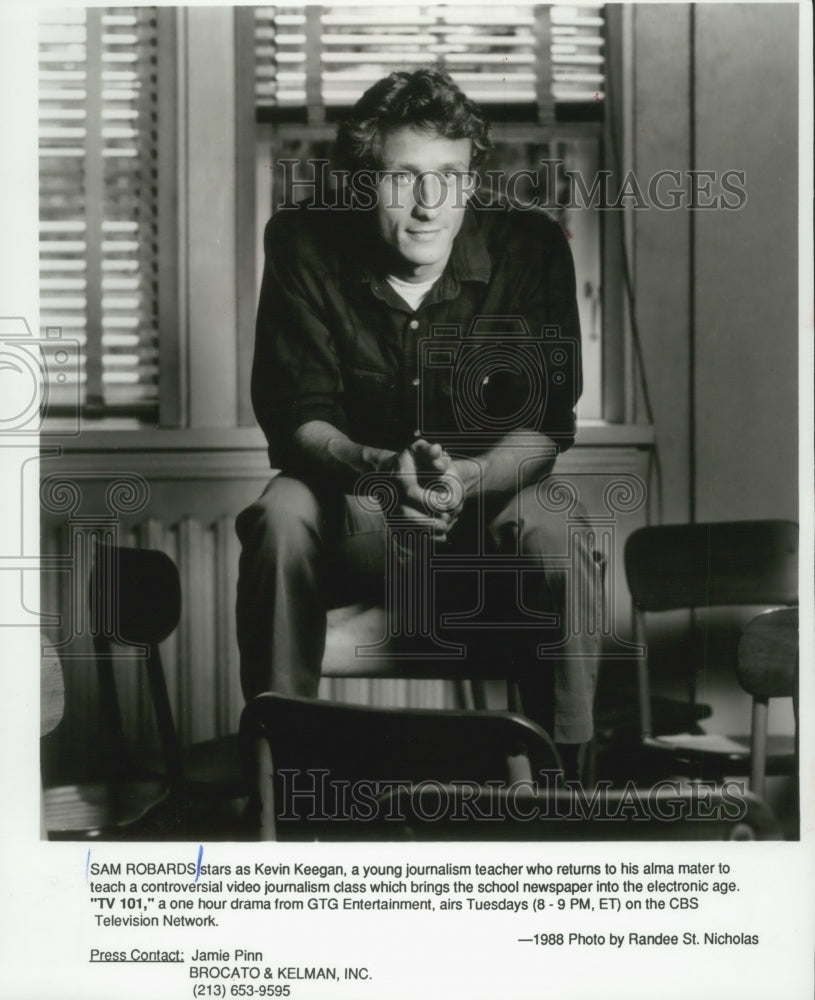 1988 Press Photo Sam Robards as Kevin Keegan in "TV 101" - mjp32618 - Historic Images