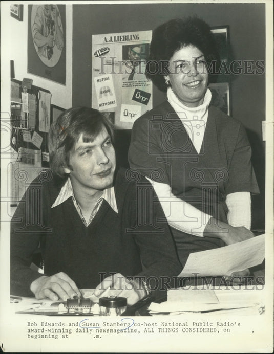 1979, Bob Edwards & Susan Stamberg Co-Host of ALL THINGS CONSIDERED - Historic Images