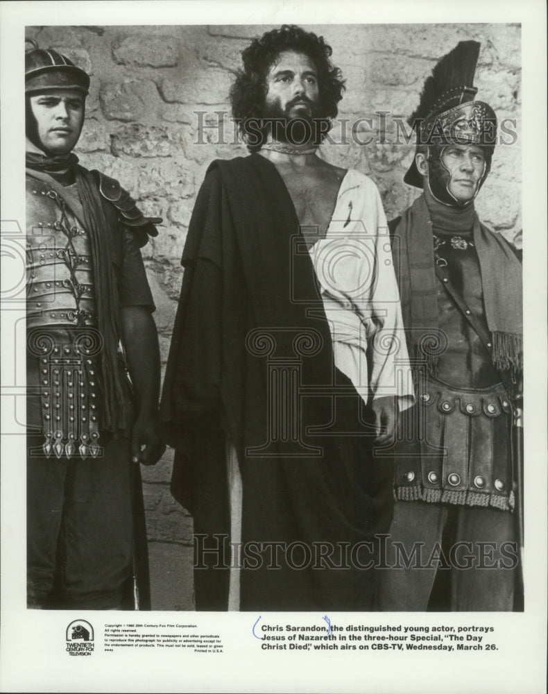 1980, Chris Sarandon acts in The Day Christ Died movie on CBS-TV - Historic Images