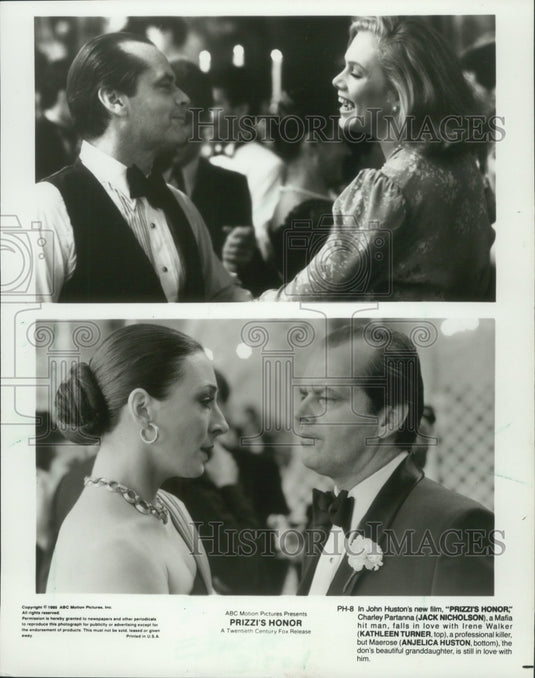 1985 Press Photo Anjelica Huston & Jack Nicholson in "Prizzi's Honor" - Historic Images