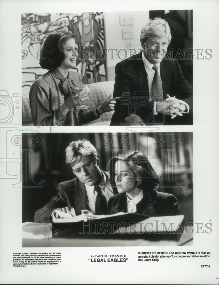 1986 Press Photo Robert Redford & Debra Winger star in "Legal Eagles"-Historic Images