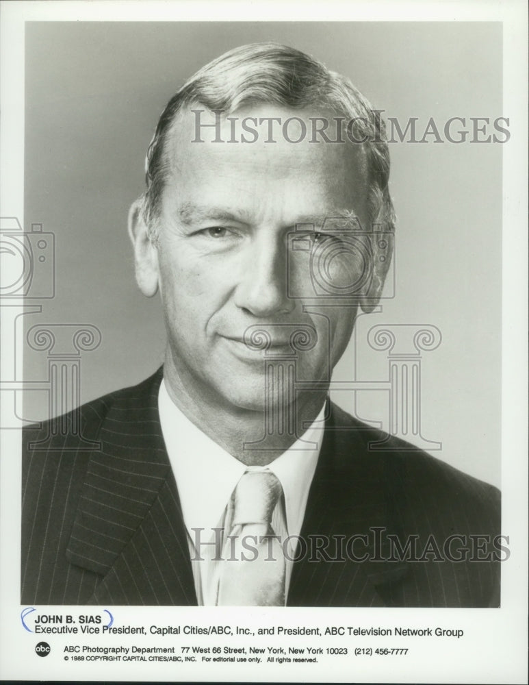 1989 Press Photo John B Sias, Executive Vice President, Capital Cities/ABC-TV - Historic Images