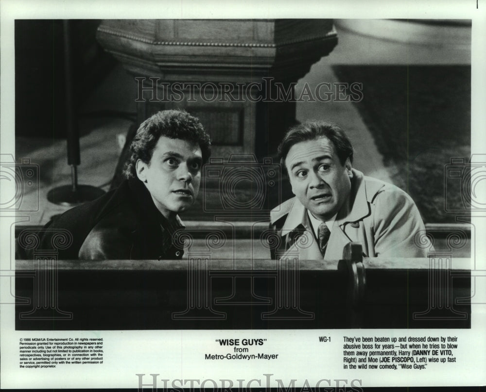 1986 Press Photo Danny DeVito & Joe Piscopo in "Wise Guys" - mjp33197 - Historic Images