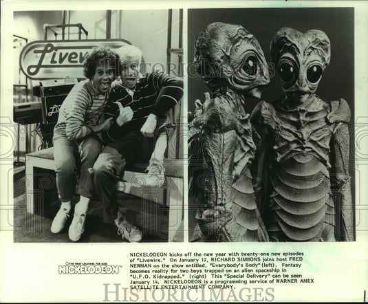 1984 Press Photo Nickelodeon: Scenes from "Livewire" and "U.F.O. Kidnapped"-Historic Images