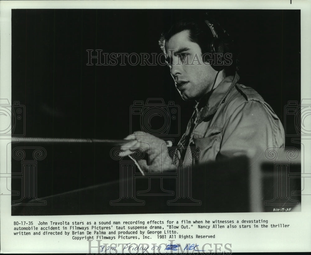1981 Press Photo Actor John Travolta portray sound man in &quot;Blow Out&quot; - mjp33317-Historic Images