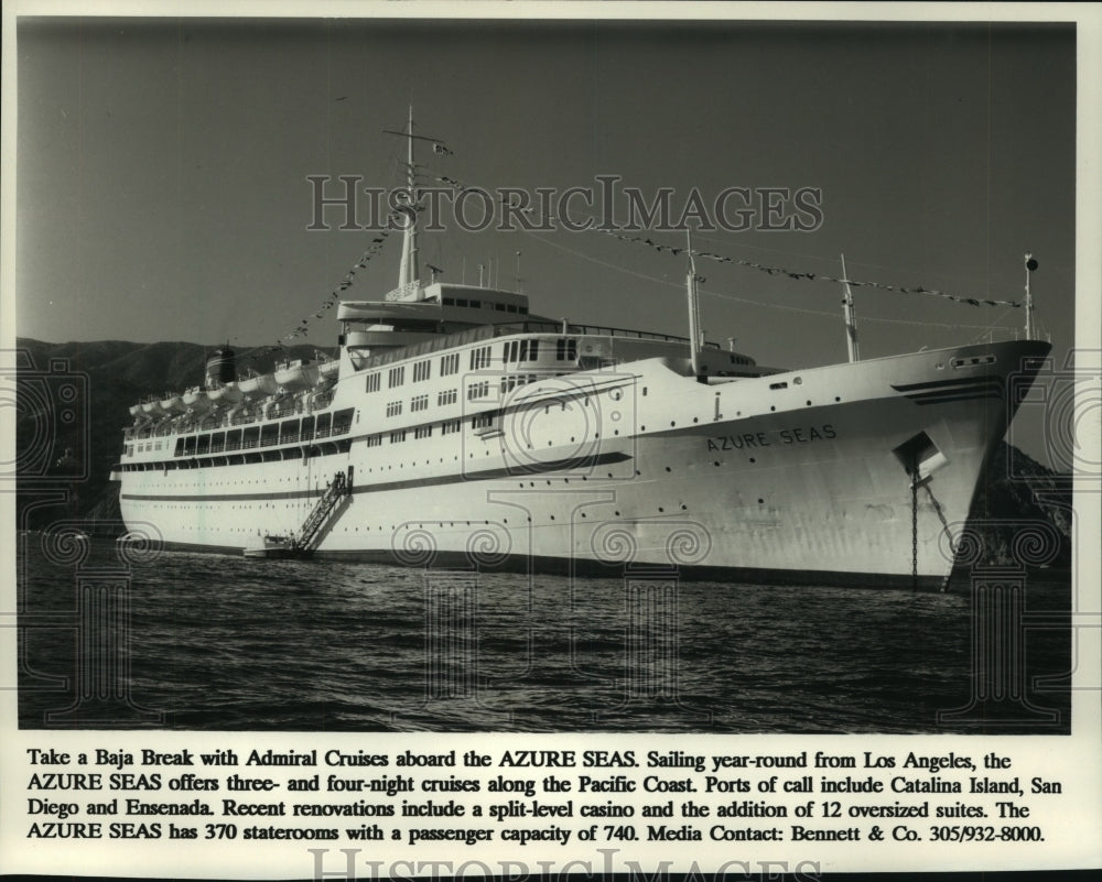 1990 Press Photo Azure Seas gives short cruises along coast of California.- Historic Images