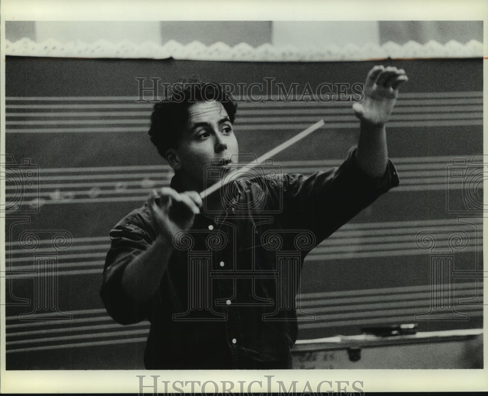 1997, Alexander Platt, leads orchestra, Waukesha Symphony - mjp33544 - Historic Images