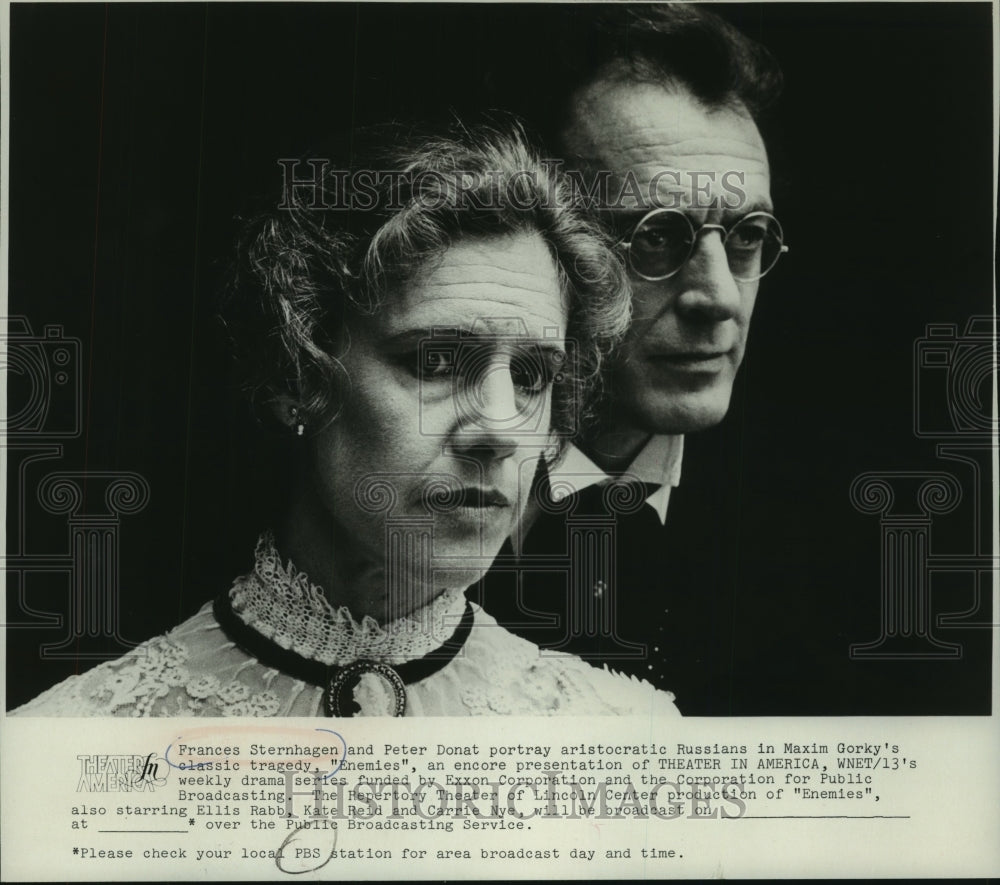 1975 Frances Sternhagen, Peter Donat as Russians in Enemies on PBS - Historic Images