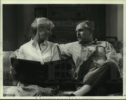 1987, Frances Sternhagen with John Ratzenberger, reminisce on Cheers - Historic Images