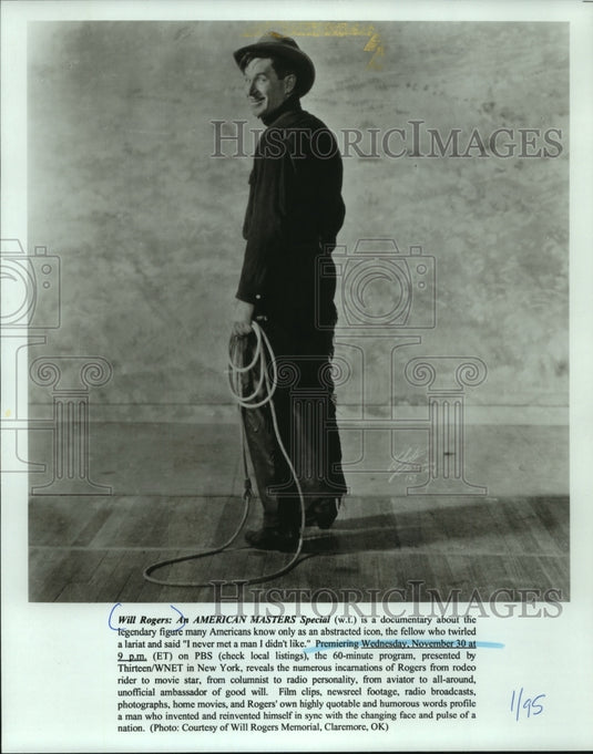 1995, Will Rogers, rodeo rider and movie star on PBS special - Historic Images