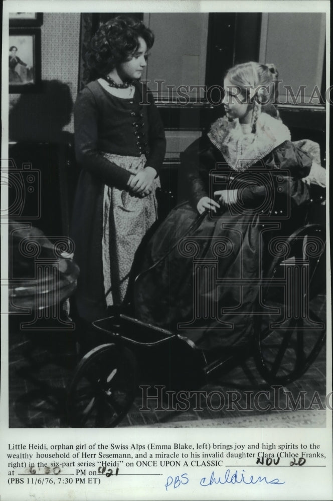 1976 Press Photo Emma Blake and Chloe Franks star in &quot;Heidi&quot; - mjp33771 - Historic Images