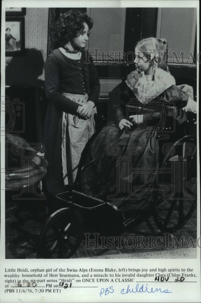 1976 Press Photo Emma Blake and Chloe Franks star in "Heidi" - mjp33771 - Historic Images