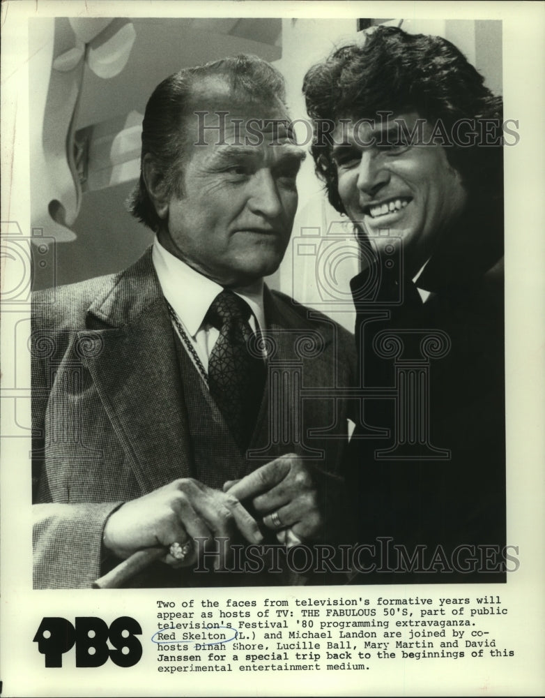 1980, Comedian Red Skelton and actor Michael Landon - mjp33989 - Historic Images