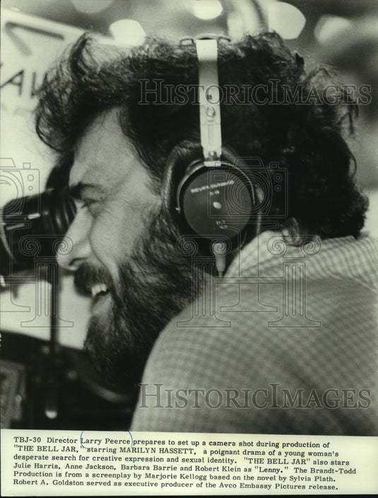 1979, Larry Peerce director prepares camera shot for "The Bell Jar." - Historic Images