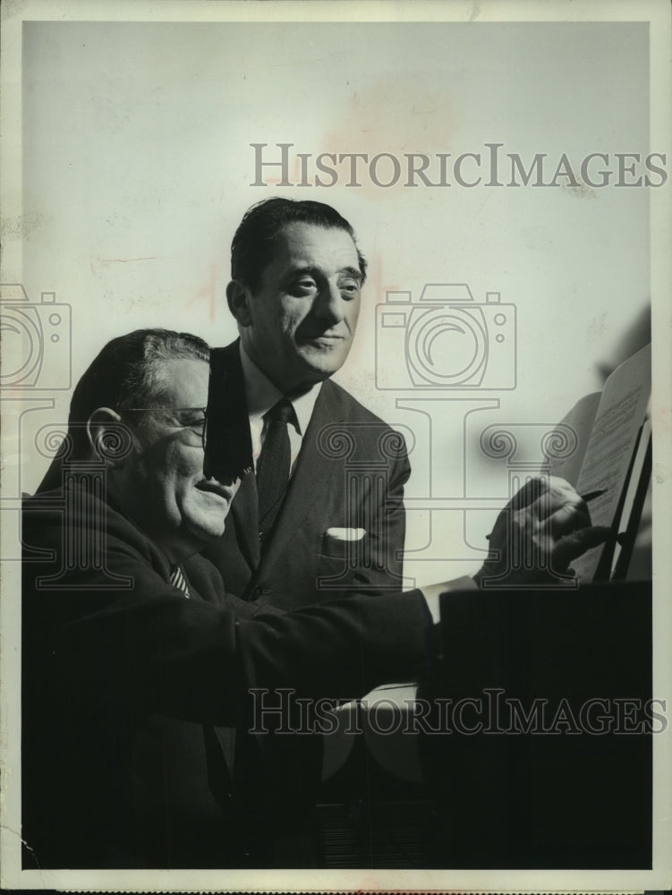1962 Press Photo Alfredo Antonini and Jan Peerce in The Open Door, on CBS. - Historic Images