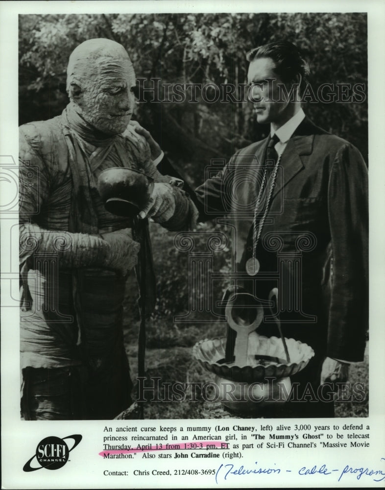 Press Photo Lon Chaney &amp; John Carradine in &quot;The Mummy&#39;s Ghost&quot; on Sci-fi Channel - Historic Images