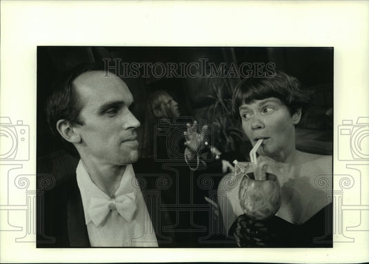 1991, Dave Maleckar and Flora Coker in Pilgrims of the Night play - Historic Images