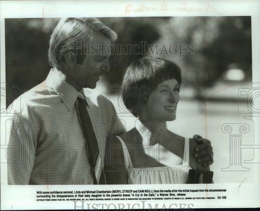1989, "A Cry in the Dark" stars Sam Neill and Meryl Streep - Historic Images