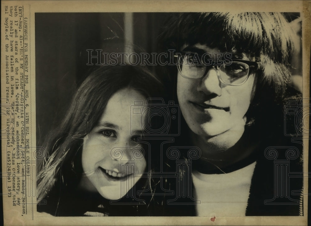 1973 Press Photo Glynnis O'Conner with boyfriend, Robby Benson - mjp34851 - Historic Images